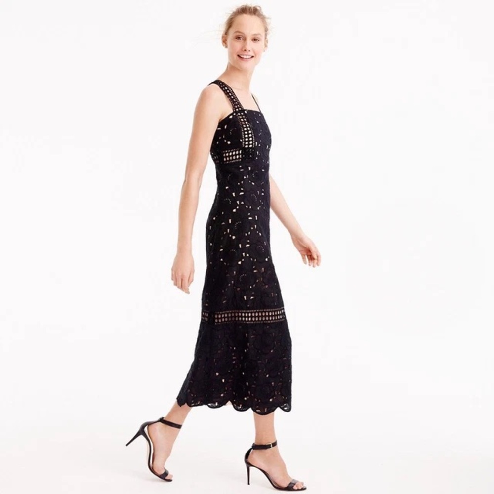 JCREW COLLECTION DRESS in Austrian Eyelet - Black, Size 0 - Picture 2 of 9
